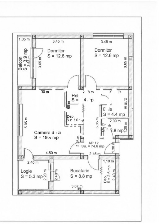 Apartament 3 camere, etajul 2/2 -Pictor Brana 