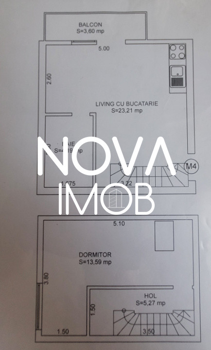 Apartament tip mansarda cu balcon, mobilat-utilat, Valea Aurie