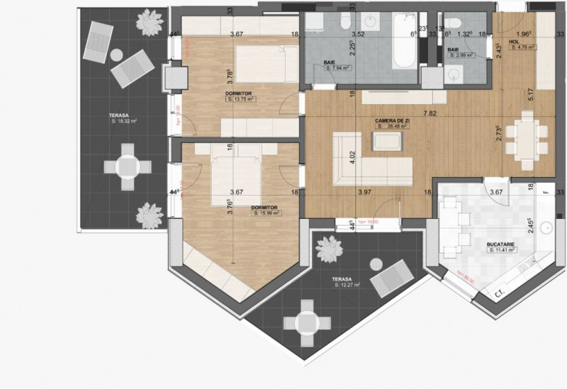 Apartament 3 camere - 2 bai - PROIECT EXCLUSIVIST