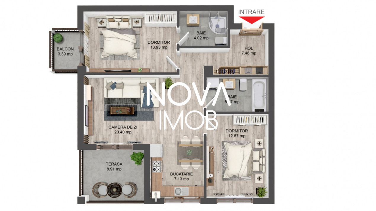 Apartament 3 camere, la alb Selimbar