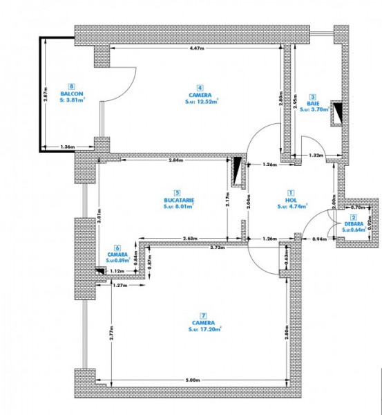 Apartament 2 camere, decomandat, etaj 2, Terezian