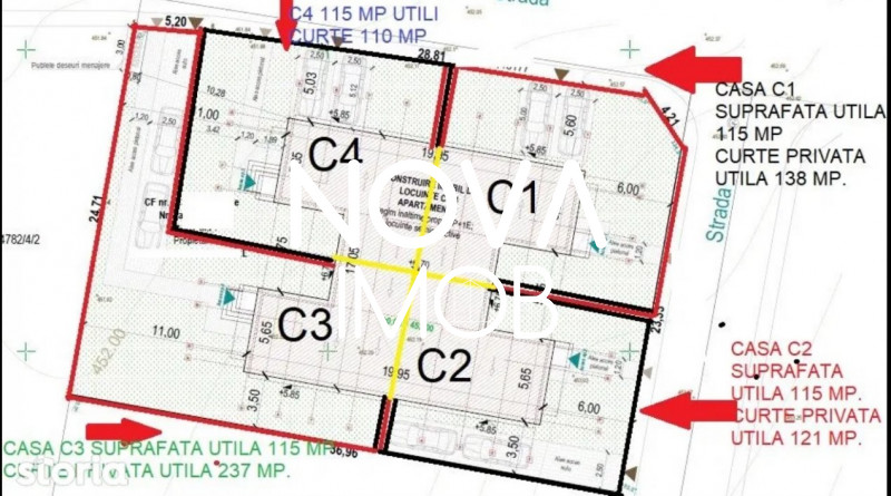 Casa tip quadruplex - curte libera 237 mp - Cart. Arhitectilor